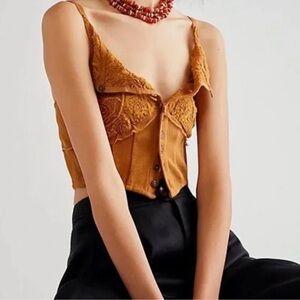 Free People Have My Heart Cropped Tank Top in Brown Spice